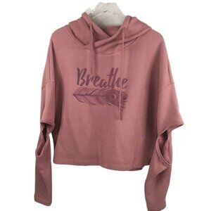 Breathe‎ Feather Yoga Meditation Open Elbow Pink Hoodie Women's Size L